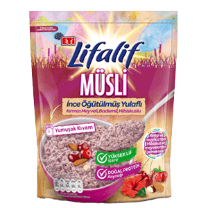 Lifalif İnce Öğütülmüş Yulaflı, Kırmızı Meyveli, Bademli, Hibiskuslu Müsli - Görsel 1